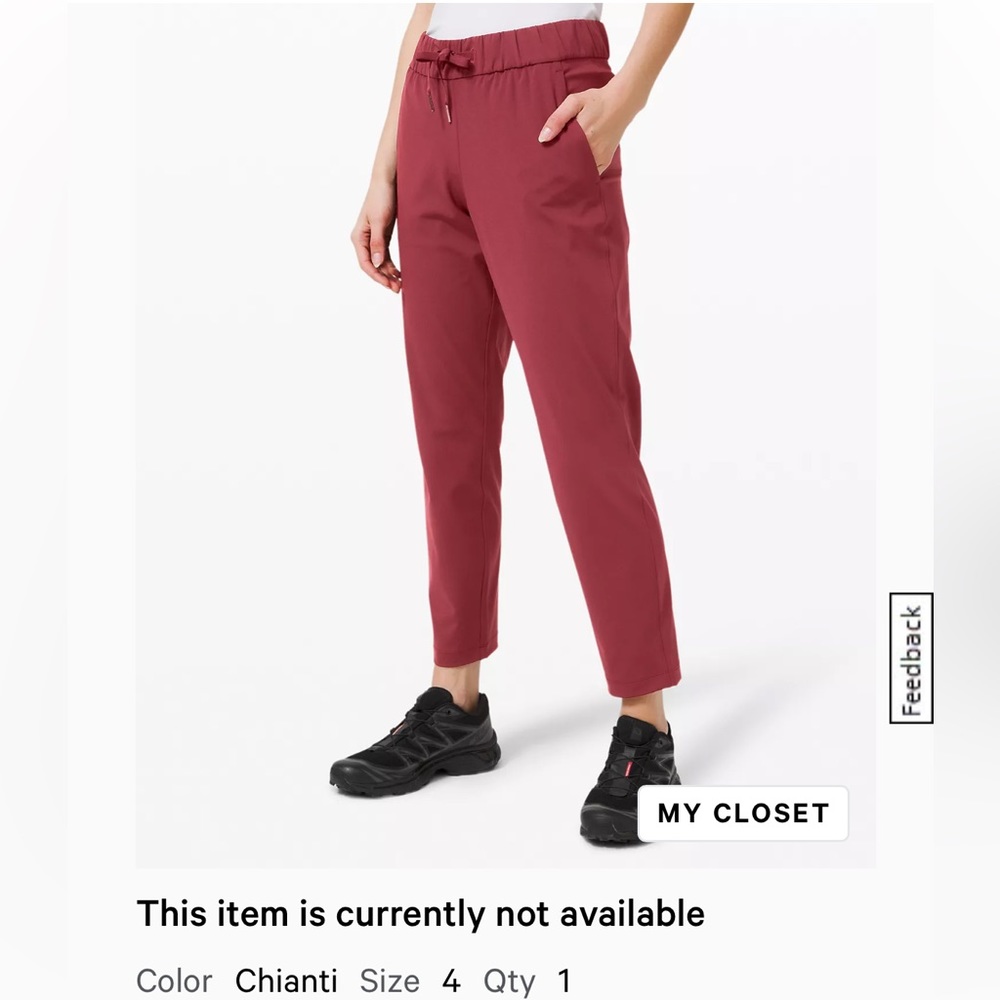 Lululemon on the fly pant Chianti size 4